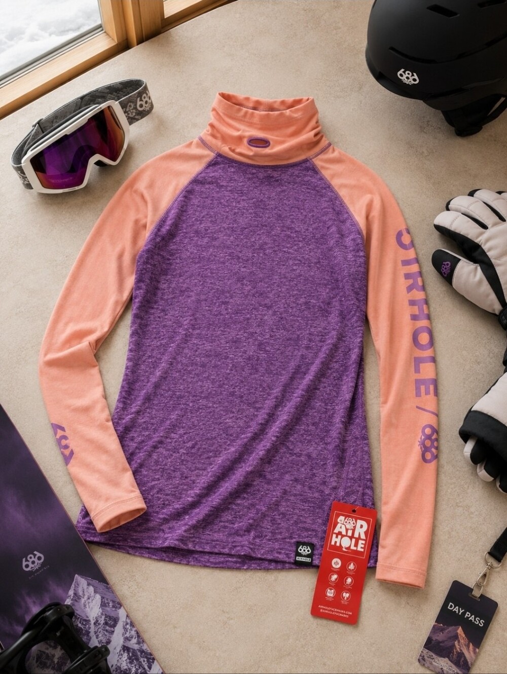 686 Airhole Womens M Thermal Airtube Top Plum Snowboard Ski Base Layer NWT